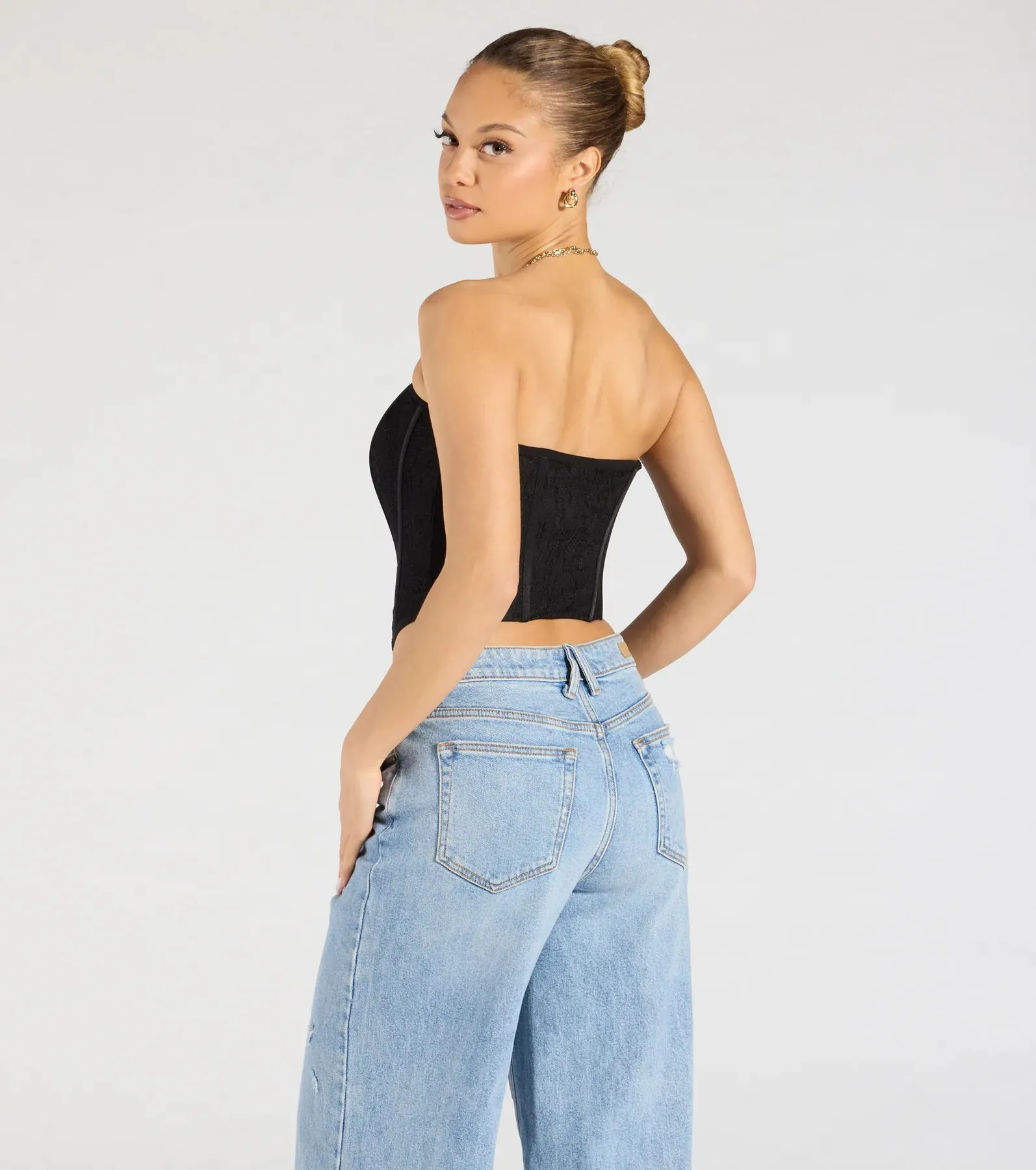 Talk Lace Strapless Corset Top sold by Windsor product image thumbnail 2