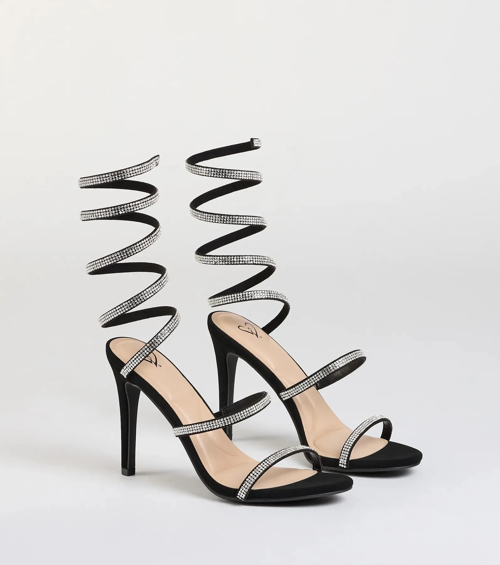 Girly Vibes Rhinestone Spiral Heels sold by Windsor
