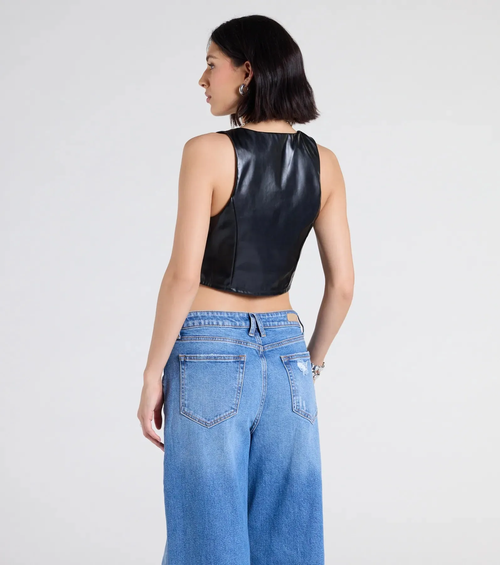 Here To Slay Faux Leather Cropped Vest sold by Windsor product image thumbnail 2