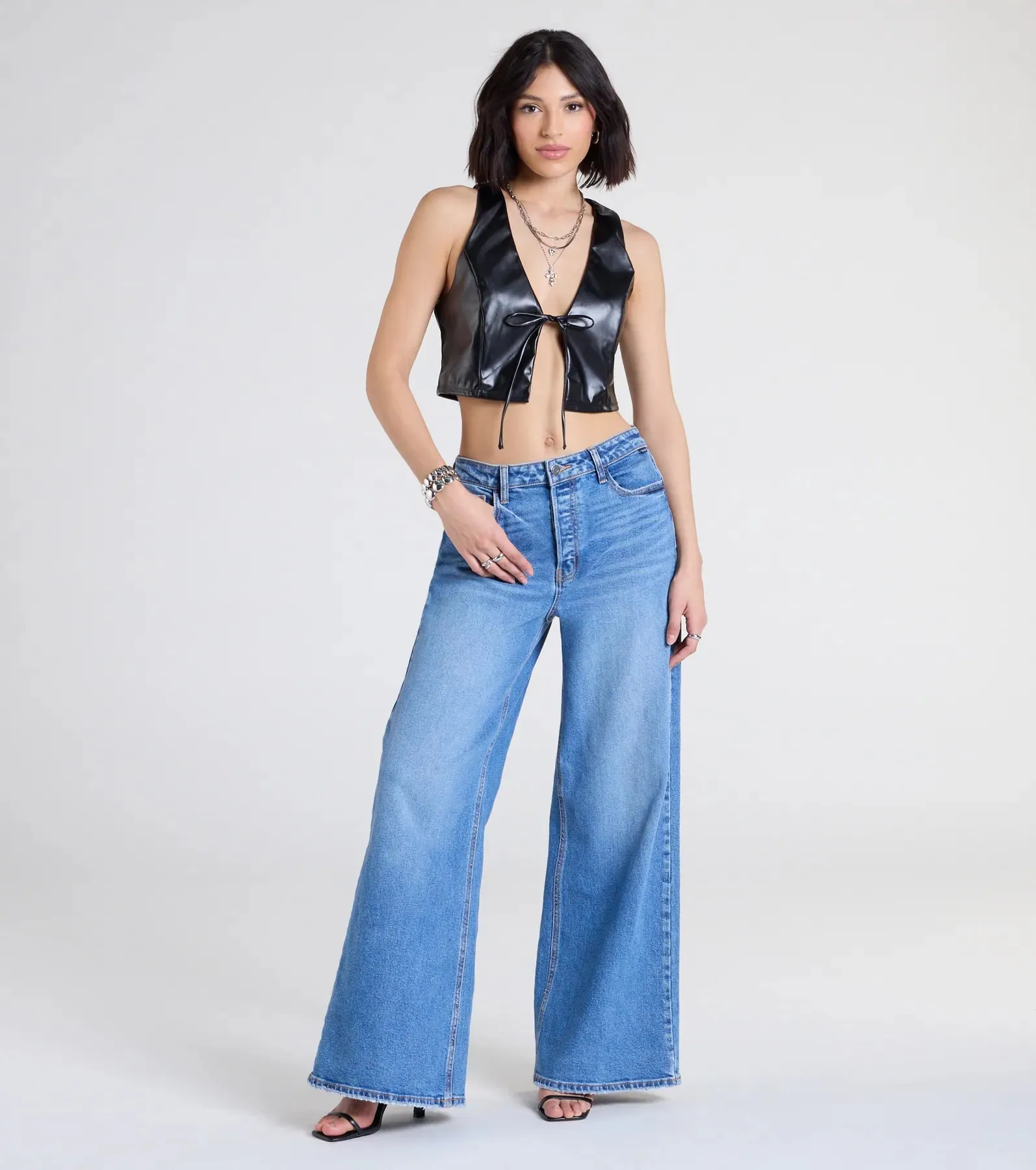 Here To Slay Faux Leather Cropped Vest sold by Windsor product image thumbnail 3