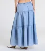 Western Cutie Tiered Chambray Maxi Skirt sold by Windsor