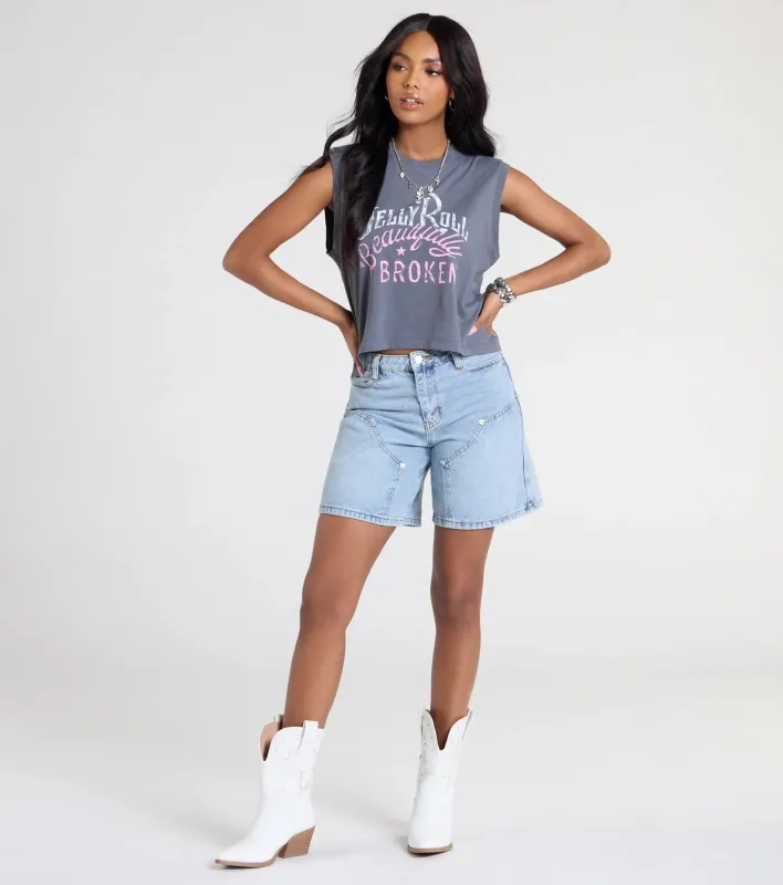 All Day Mid-Rise Denim Jorts sold by Windsor