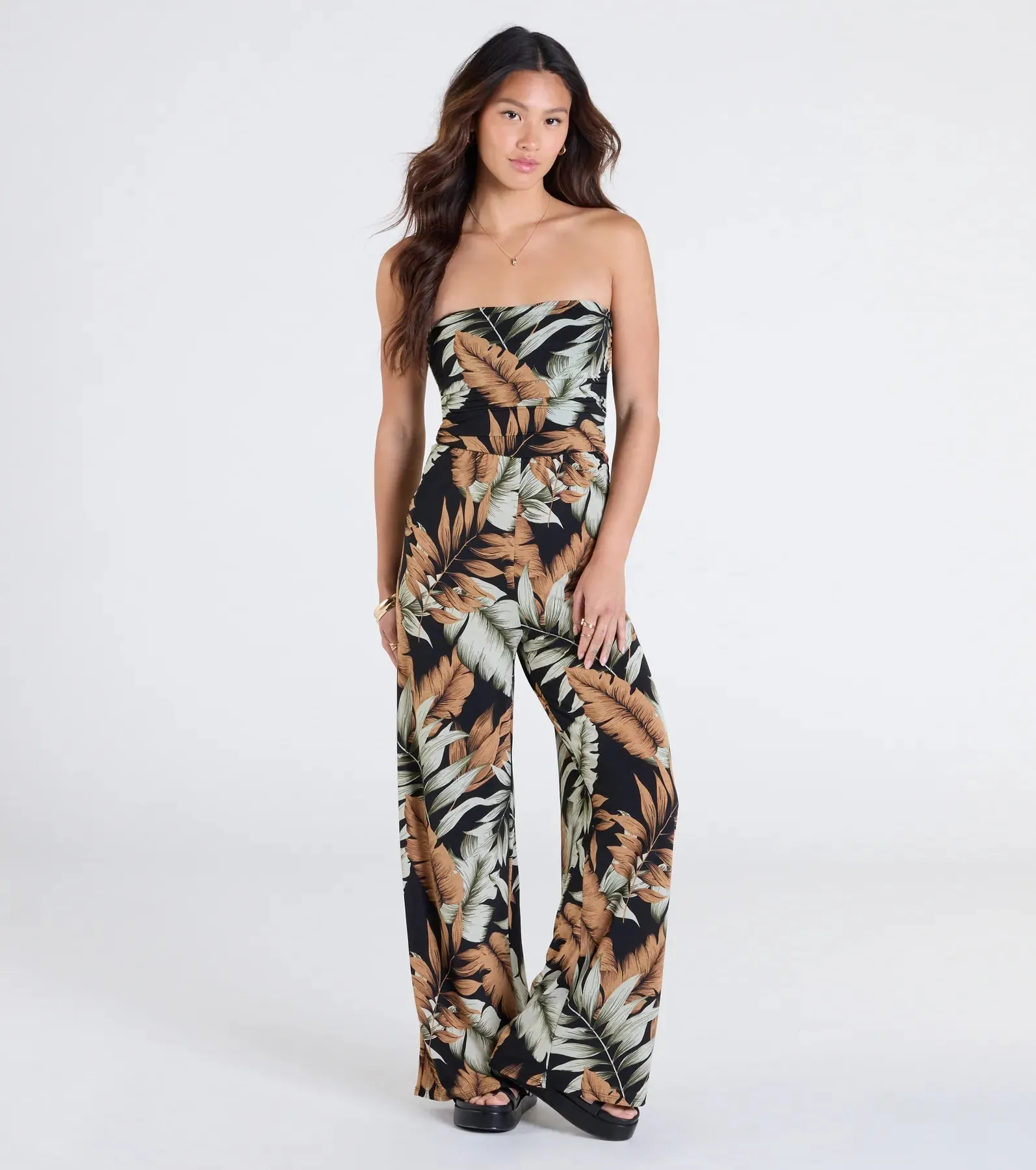 Tropical Breeze Strapless Wide-Leg Jumpsuit sold by Windsor