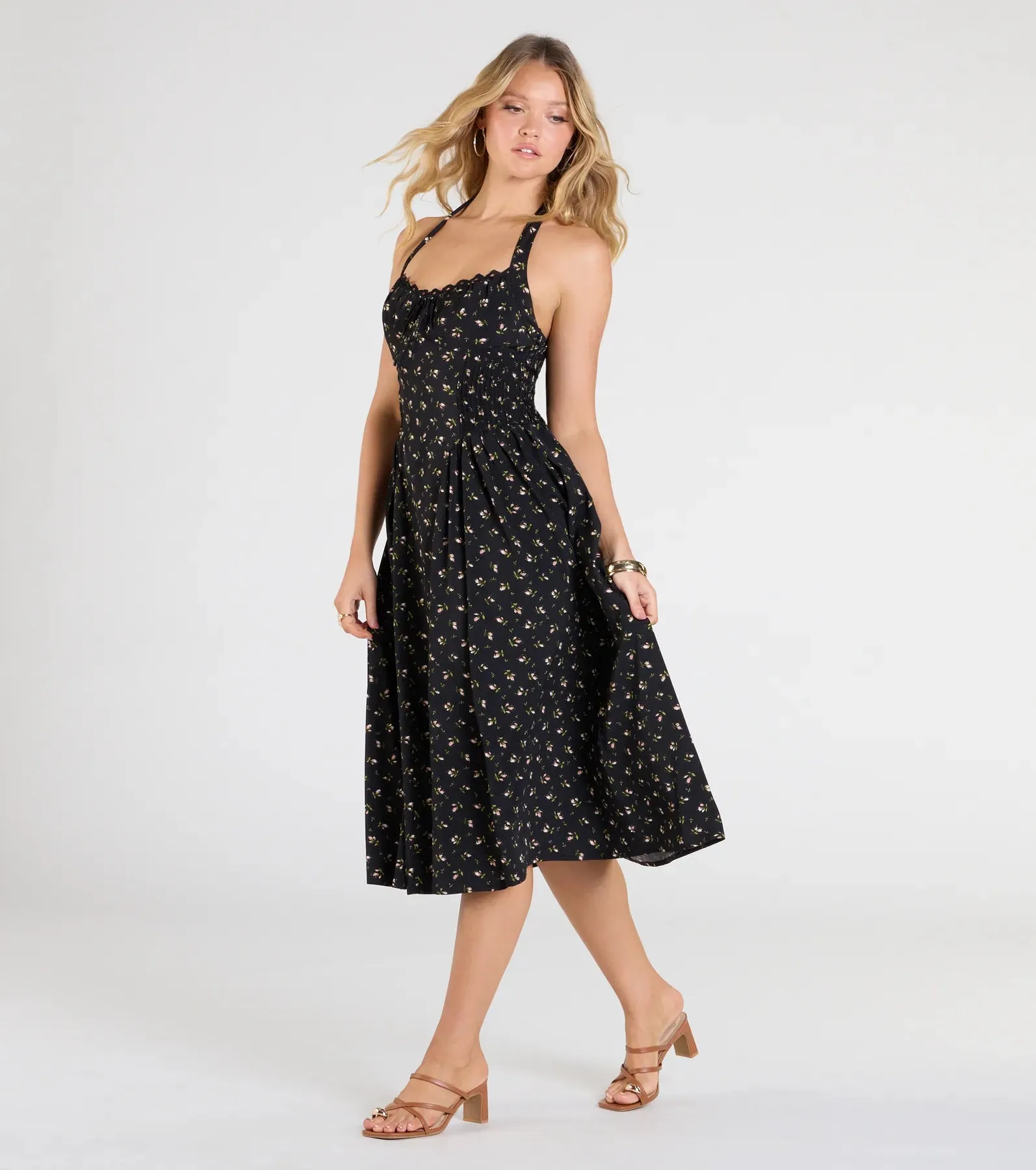 Set The Tone Halter A-Line Floral Midi Dress sold by Windsor product image thumbnail 4