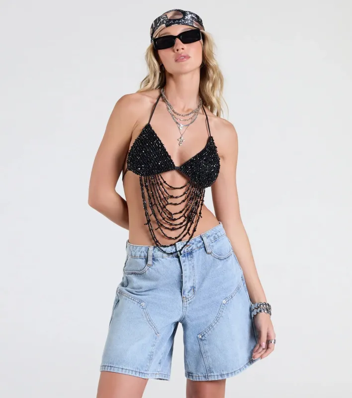 Festival Headliner Beaded Triangle Bralette sold by Windsor