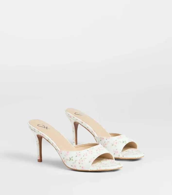 Flourishing Rose Floral Stiletto Mules sold by Windsor