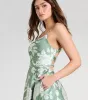 Robina Lace-Up A-Line Floral Satin Formal Dress sold by Windsor