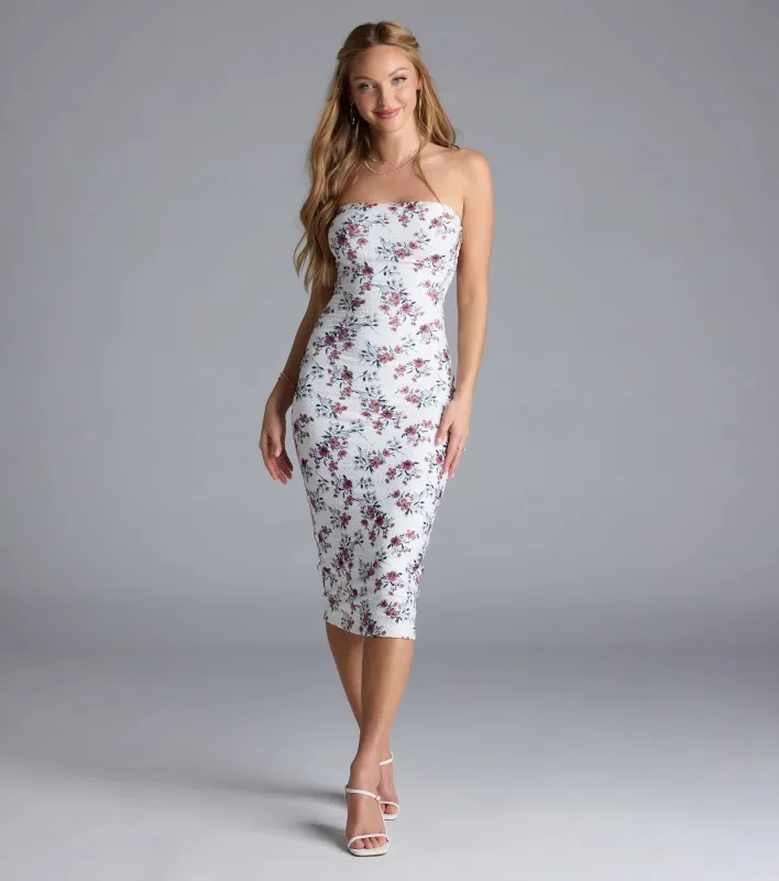 Blissful Cutie Floral Bodycon Midi Dress sold by Windsor