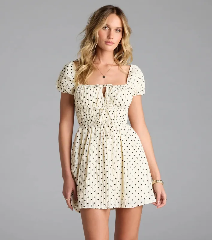 Dearest Charm Bow Print Skater Dress sold by Windsor