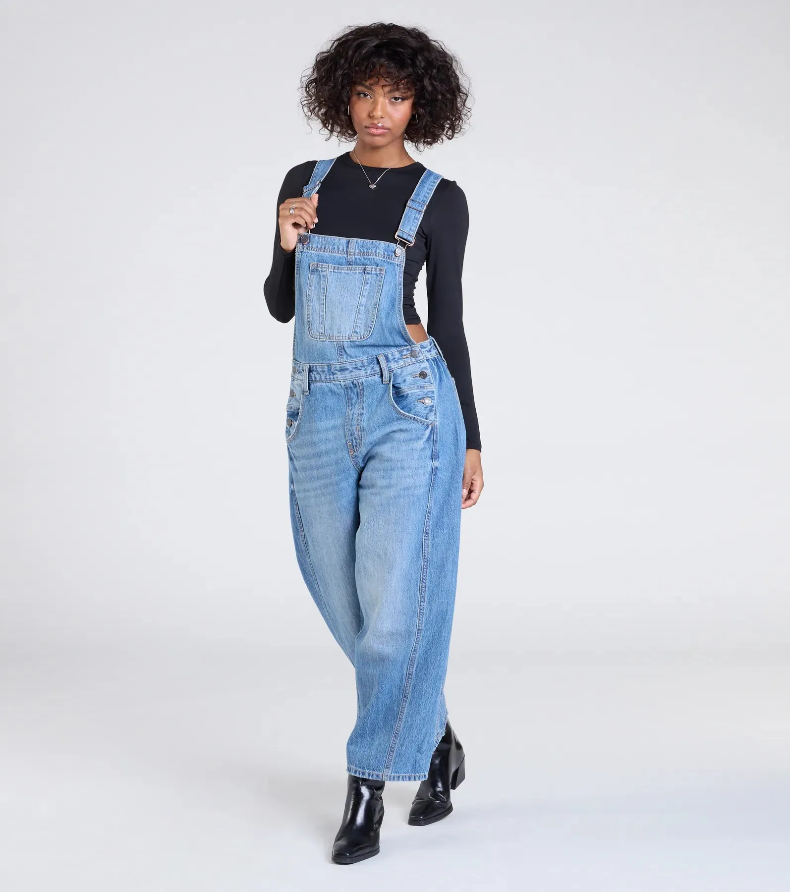 Casual Aesthetic Baggy Denim Overalls sold by Windsor product image thumbnail 4