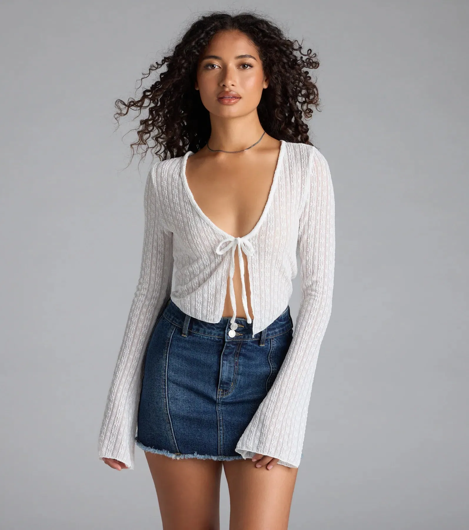 Breezy Beauty Floral Lace Tie-Front Top sold by Windsor