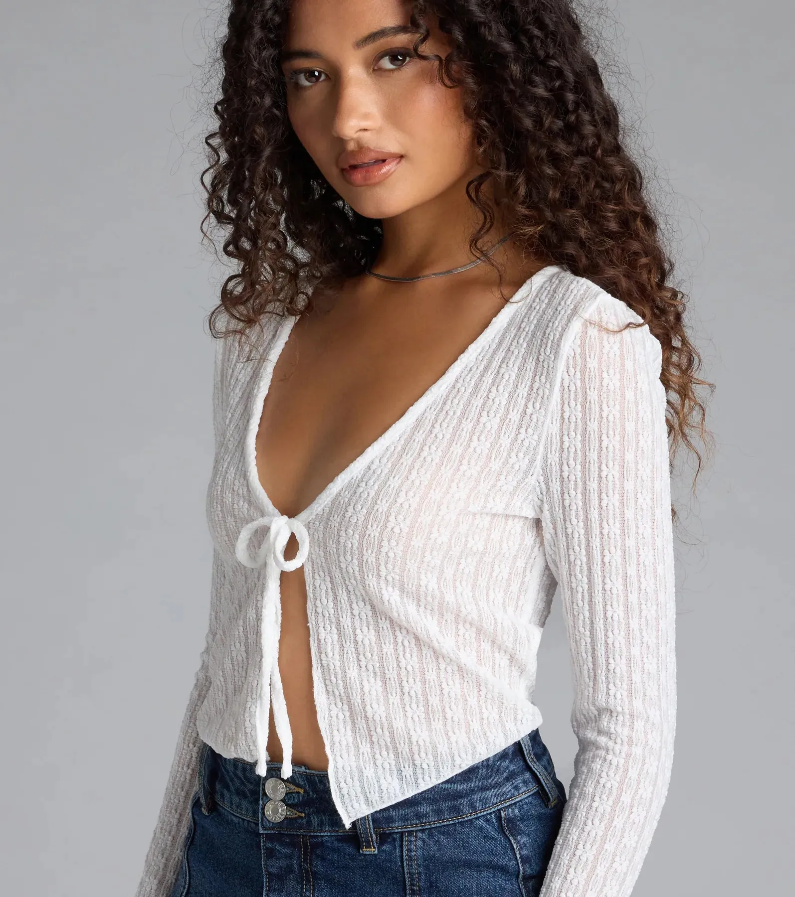 Breezy Beauty Floral Lace Tie-Front Top sold by Windsor product image thumbnail 4