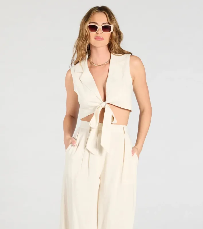 Beachy Chic Linen Tie-Front Vest sold by Windsor