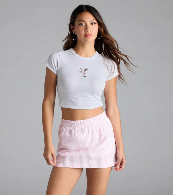 Just A Girl Mid-Rise Striped Boxer Skort sold by Windsor