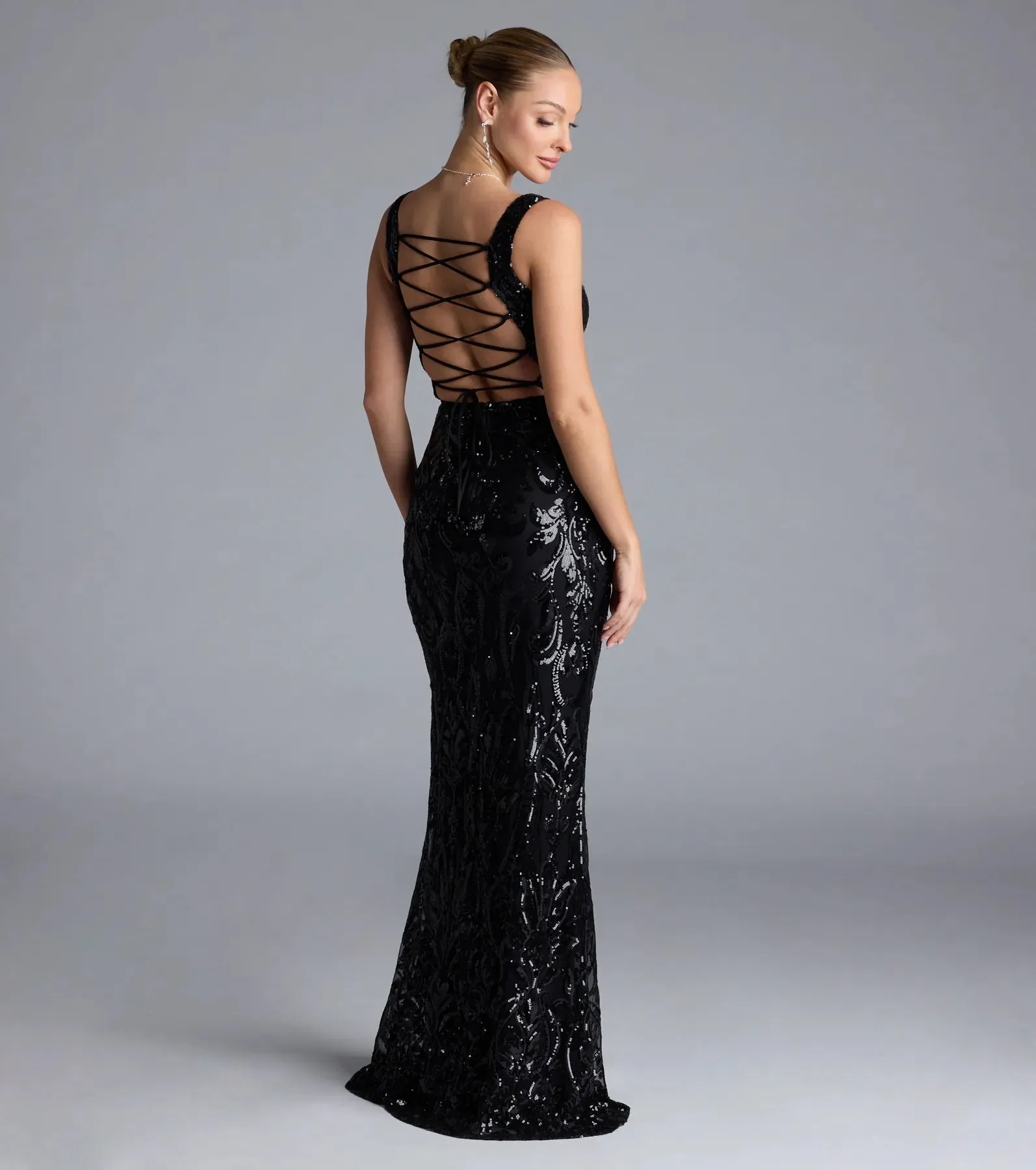 Taylor Lace-Up Slit Sequin Formal Dress sold by Windsor product image thumbnail 2