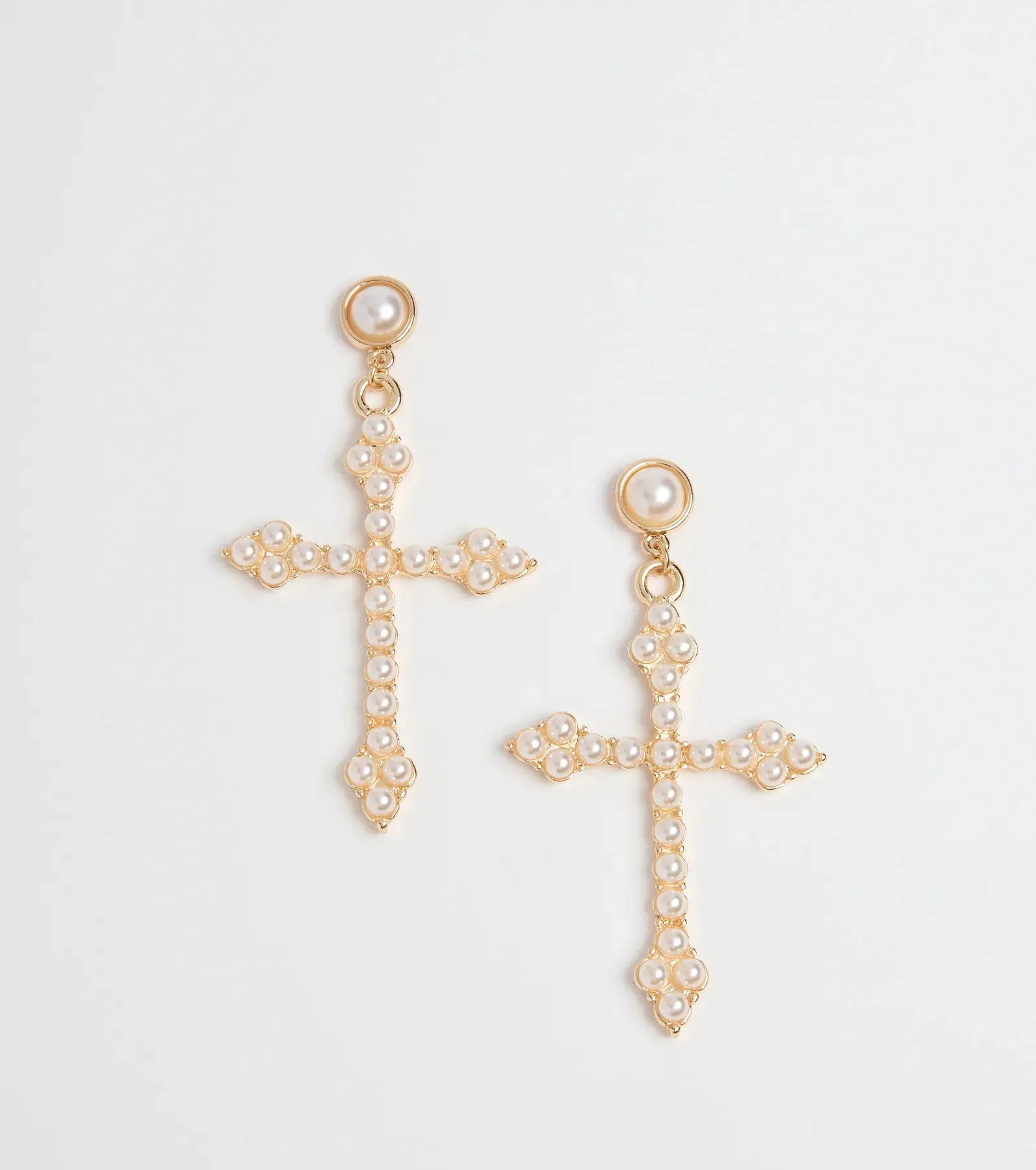 Blessed Style Faux Pearl Cross Earrings sold by Windsor