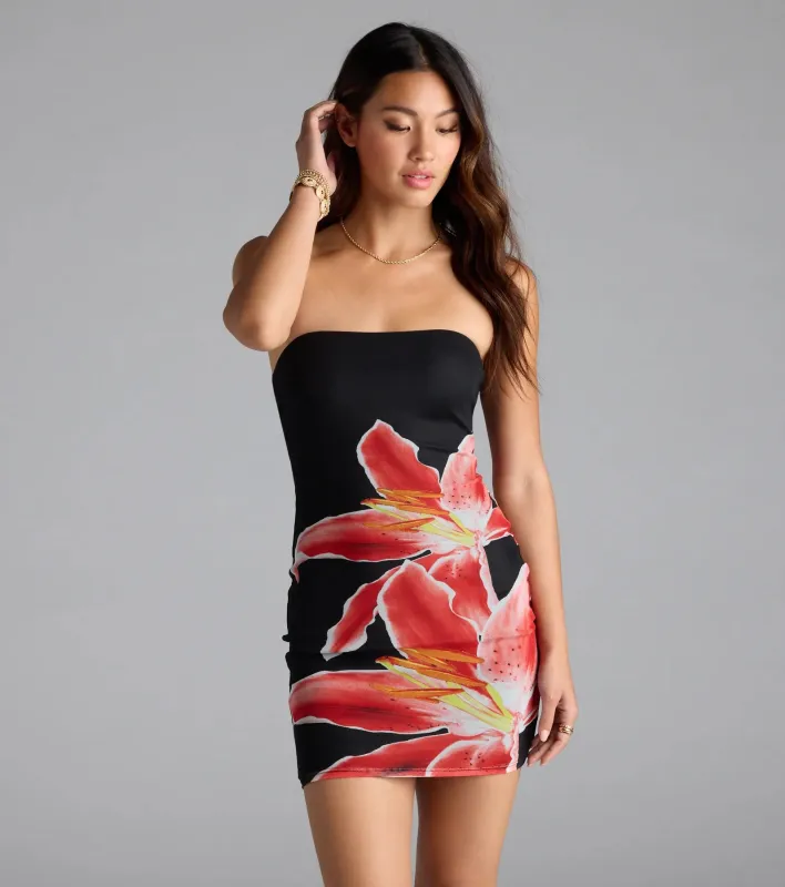 Sun Kissed Strapless Floral Bodycon Mini Dress sold by Windsor