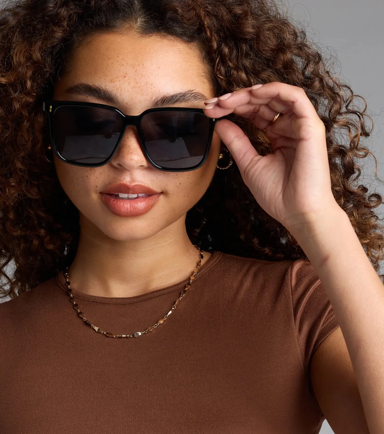 Spill The Tea Oversized Square Sunglasses sold by Windsor product image thumbnail 3