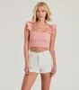 Pretty Darling Sleeveless Smocked Crop Top sold by Windsor