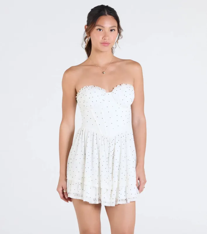 Found Love Corset Rhinestone Lace Skater Dress sold by Windsor