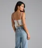 Picturesque Cutie Lace-Up Floral Bustier sold by Windsor