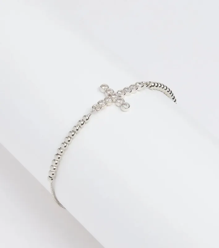 Chic Cubic Zirconia Cross Beaded Bracelet sold by Windsor