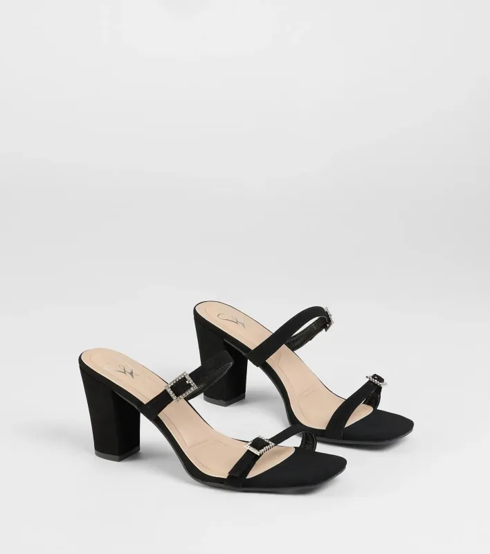 On The Down Low Rhinestone Buckle Mules sold by Windsor