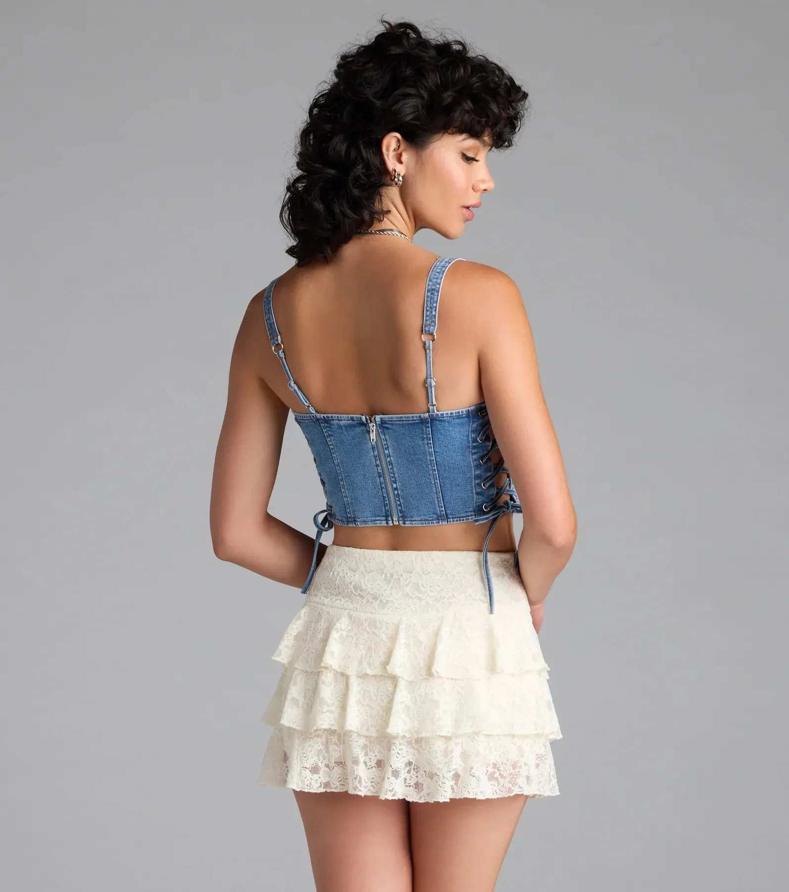 Popular Icon Lace-Up Denim Corset Top sold by Windsor product image thumbnail 2