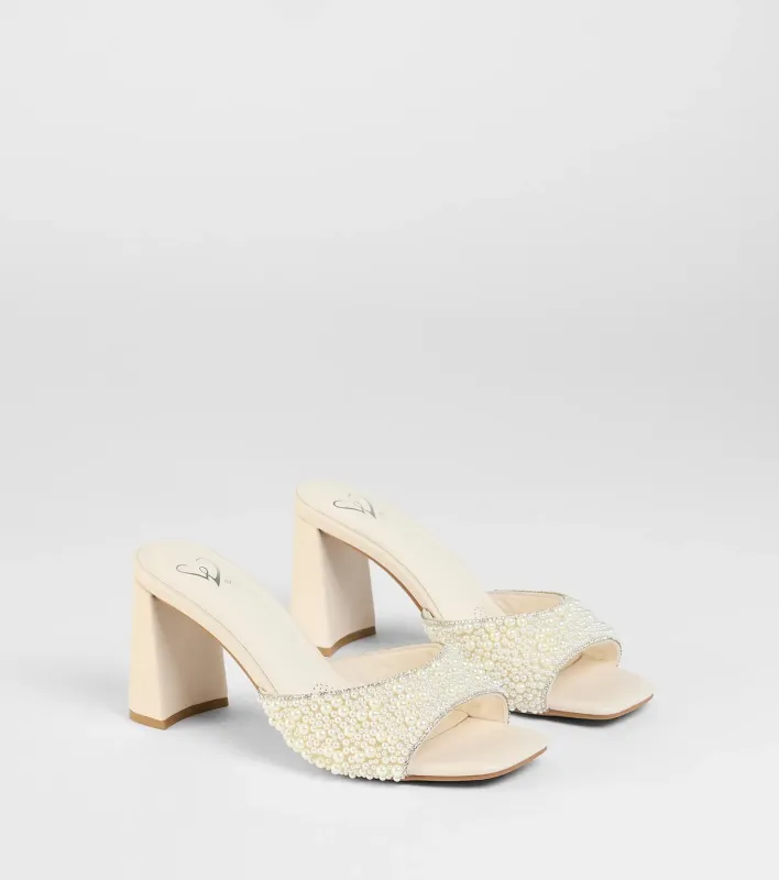 Classy And Cute Faux Pearl Block Heels sold by Windsor