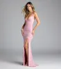 Dolly Lace-Up Slit Mermaid Glitter Formal Dress sold by Windsor