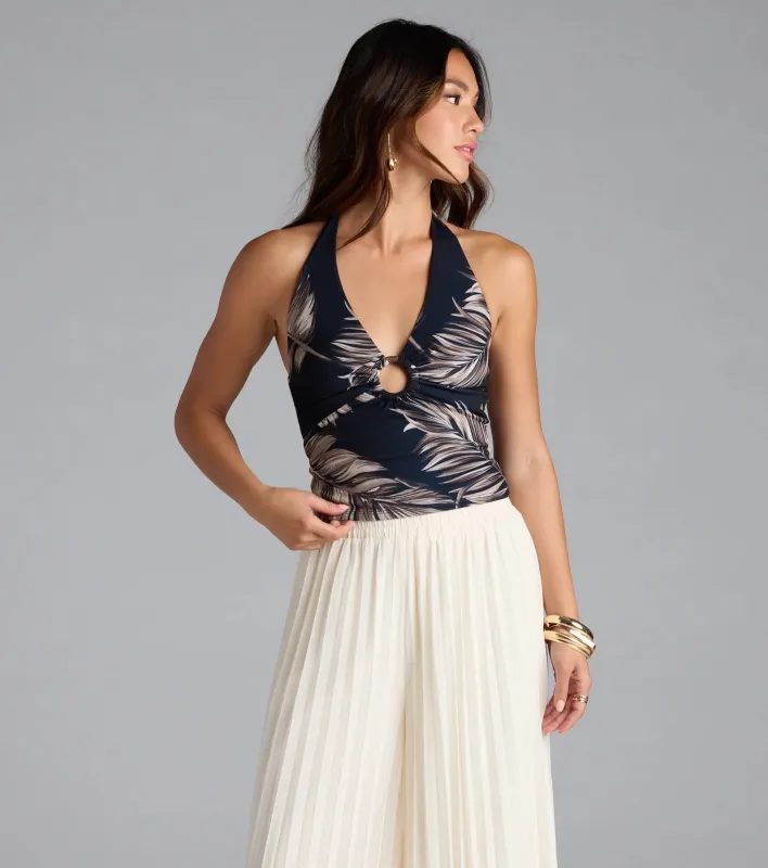 Vacay Beauty Tropical Print Halter Top sold by Windsor