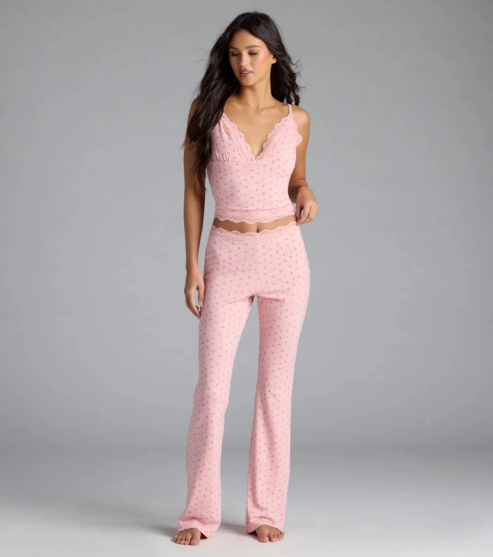 Sweet As Cherries Lace Trim Pajama Pants sold by Windsor product image thumbnail 4