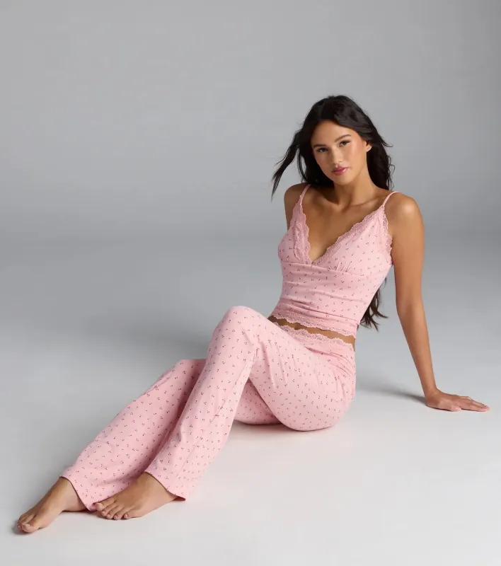 Sweet As Cherries Lace Trim Pajama Pants sold by Windsor