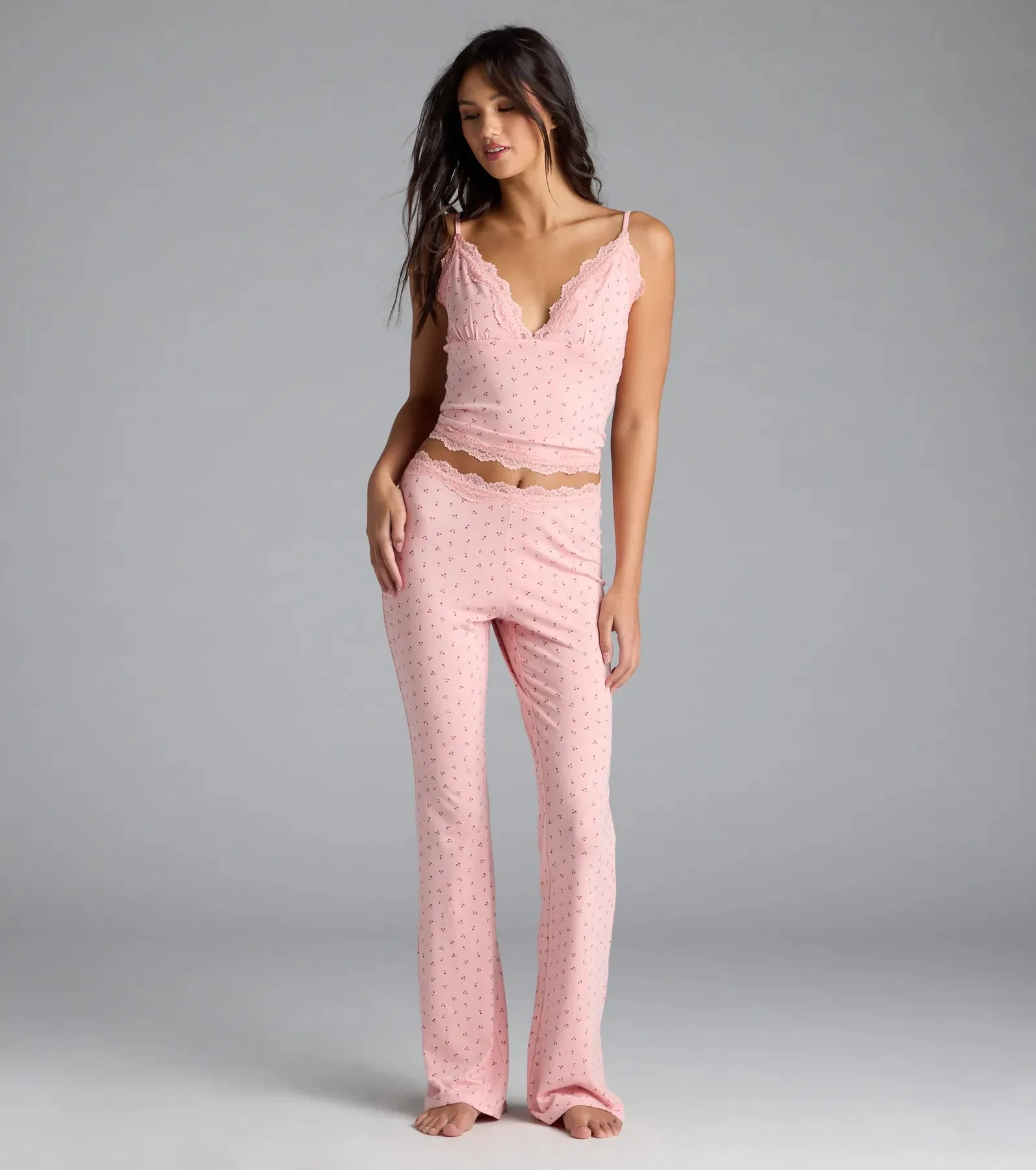 Sweet As Cherries Lace Trim Pajama Top sold by Windsor product image thumbnail 3