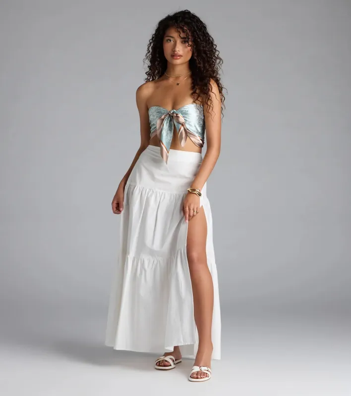 Breezy Babe High-Rise Slit Maxi Skirt sold by Windsor