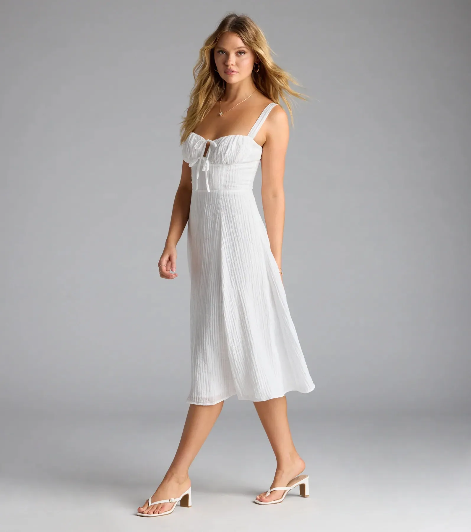 Spring Fling Corset Tie A-Line Midi Dress sold by Windsor product image thumbnail 4