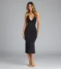 Serving Allure Halter Cowl Neck Midi Dress sold by Windsor