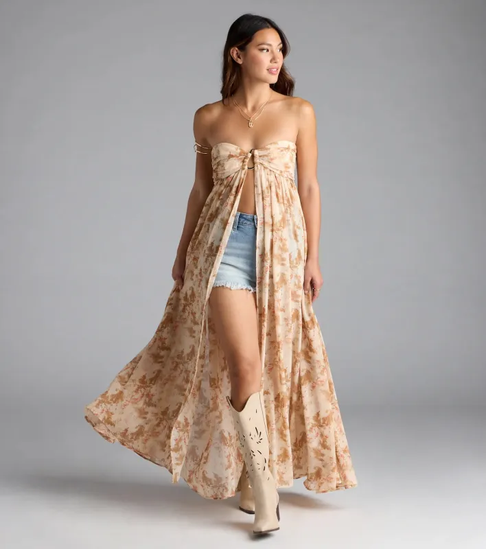 Wanderlust Calling Strapless Abstract Flowy Top sold by Windsor