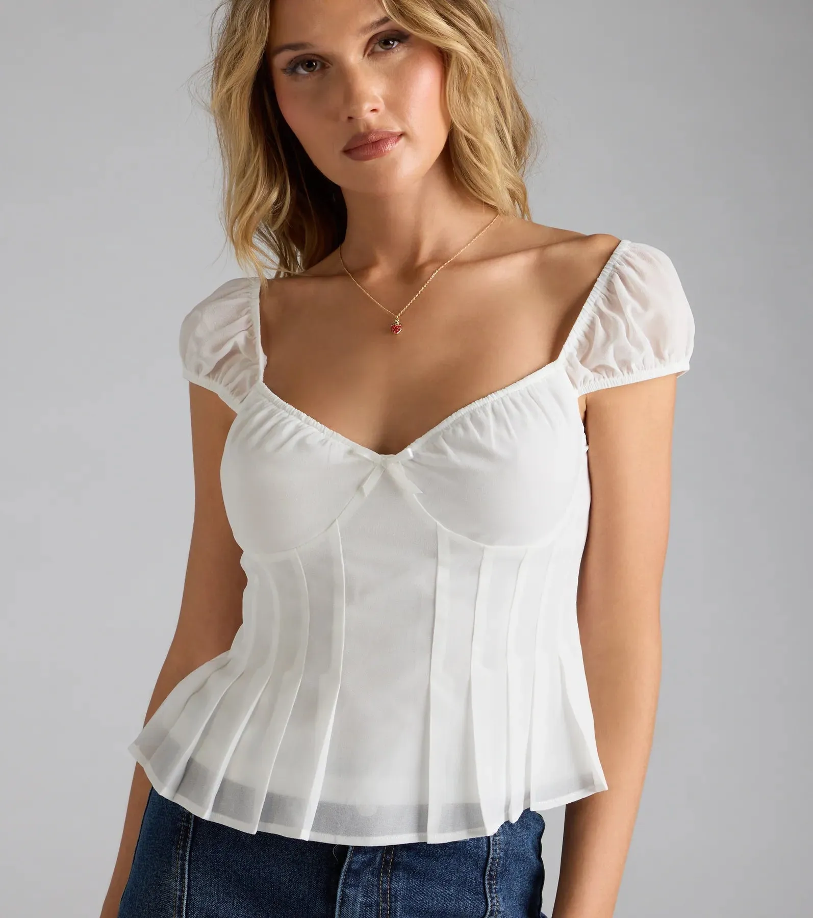Girl Next Door Peplum Chiffon Crop Top sold by Windsor product image thumbnail 4