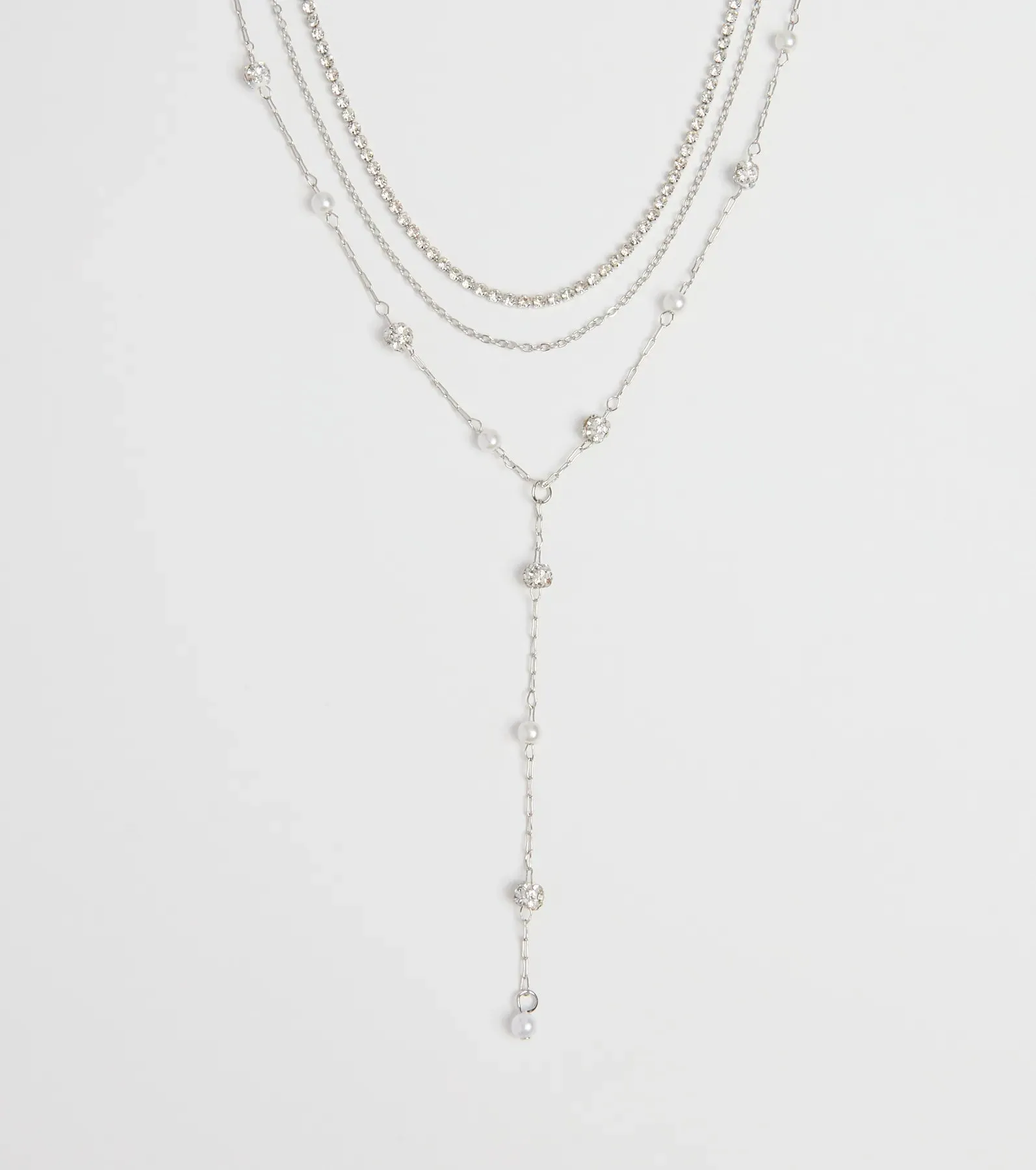 Unforgettable Luxe Rhinestone Pearl Layered Necklace sold by Windsor product image thumbnail 2