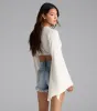 Bring The Drama Bell Sleeve Tie Front Crop Top sold by Windsor