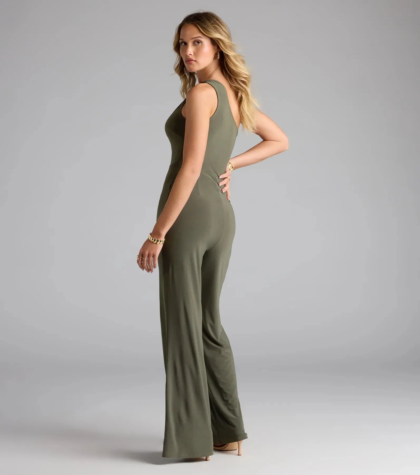 Being Chic One-Shoulder Cutout Wide-Leg Jumpsuit sold by Windsor product image thumbnail 2