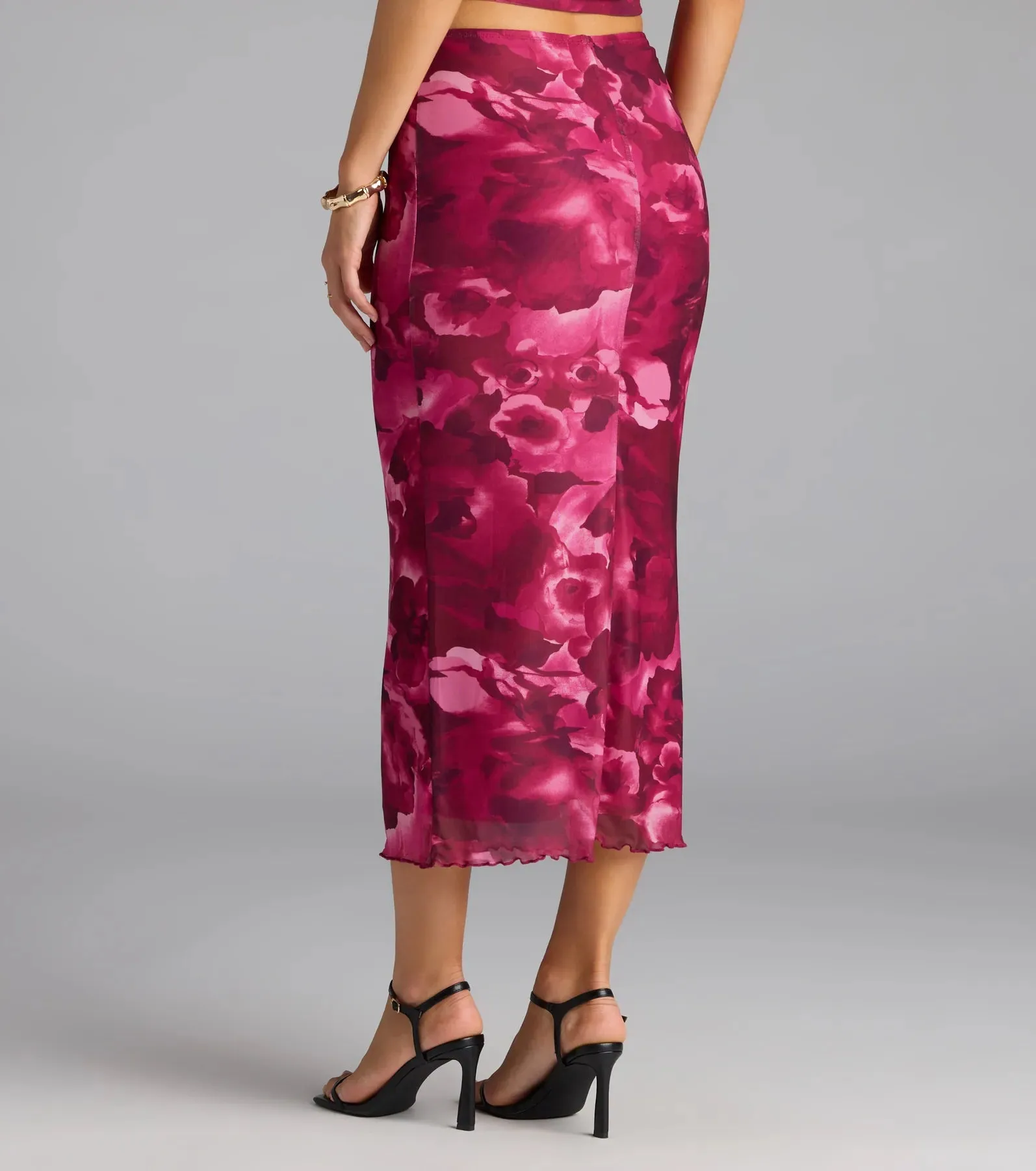 Sultry Bloom Floral Mesh Maxi Skirt sold by Windsor product image thumbnail 2
