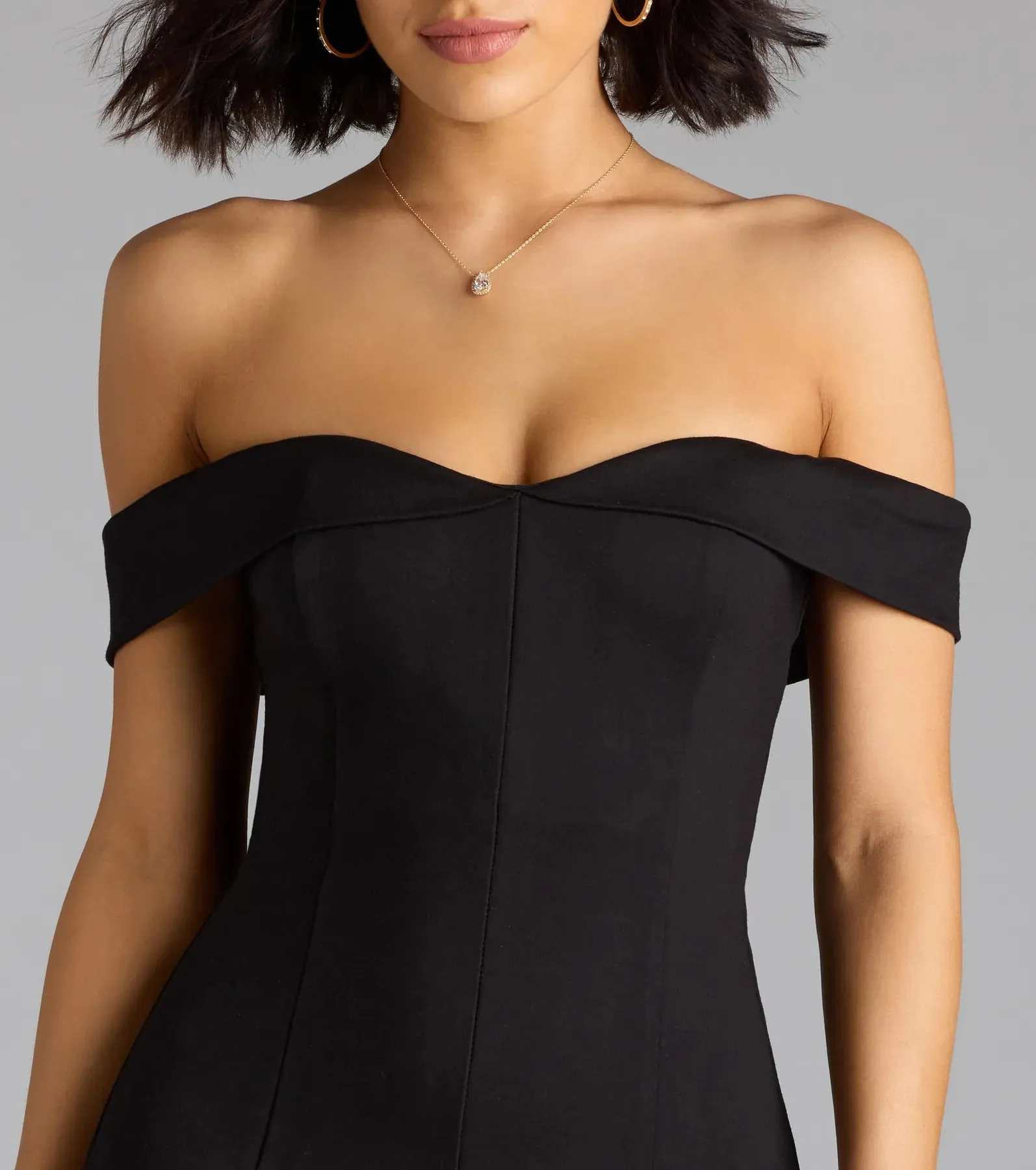 Classic Babe Off-The-Shoulder A-Line Mini Dress sold by Windsor product image thumbnail 4