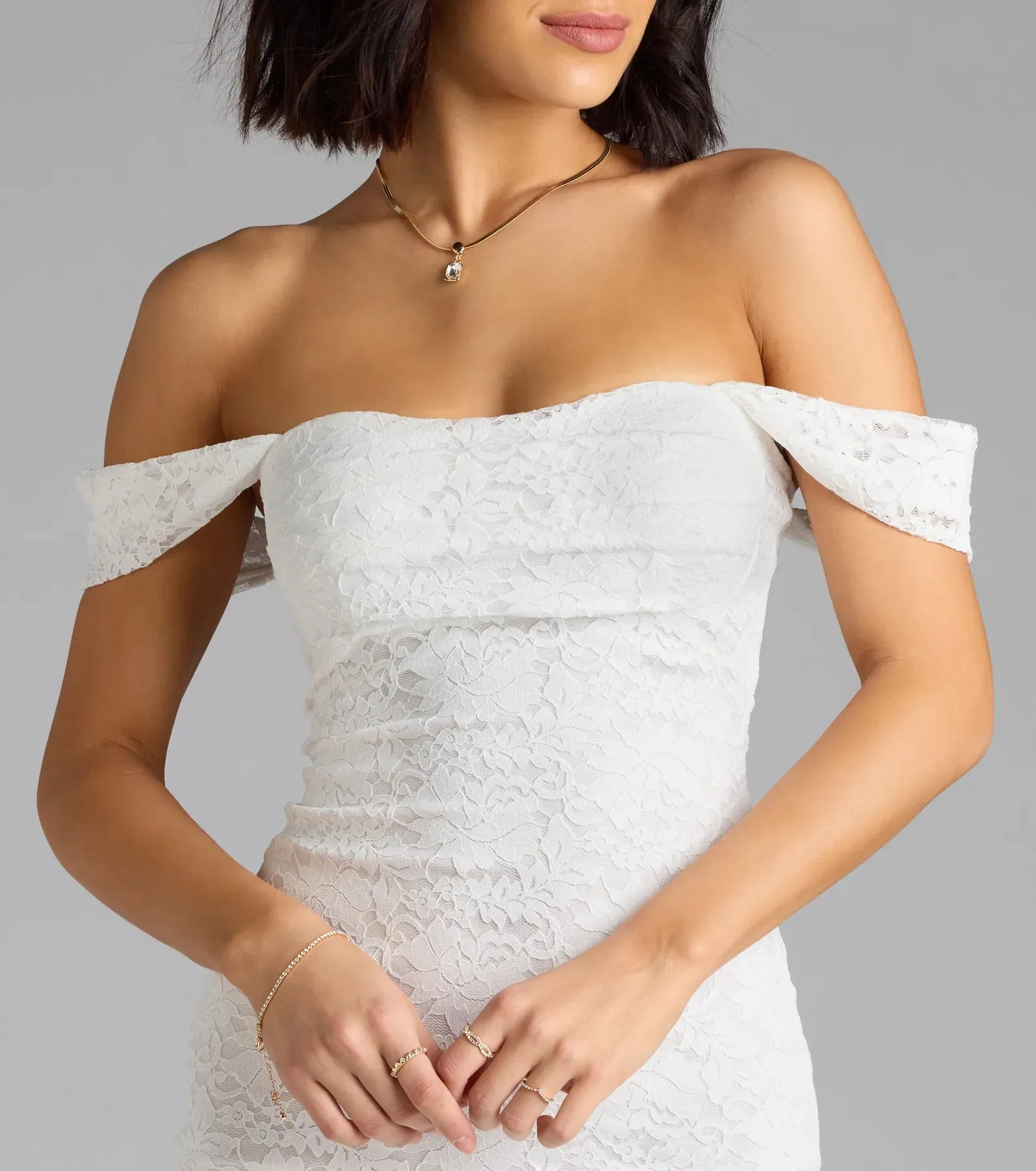 Delightful Romance Lace Trim Lace-Up Floral Mini Dress sold by Windsor product image thumbnail 5