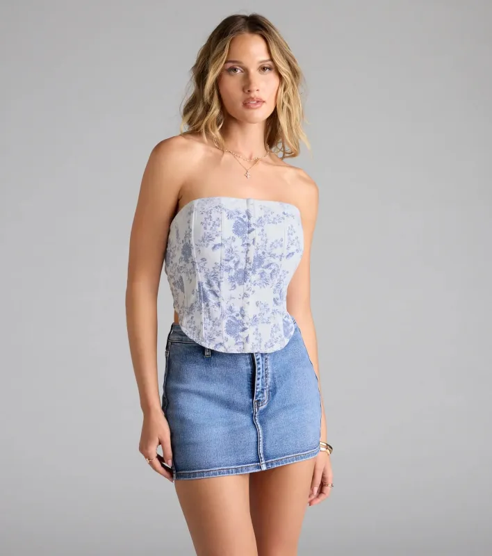 Pick The Flowers Lace Trim Floral Corset Top sold by Windsor