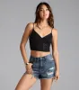 Classic Fit High-Rise Distressed Denim Shorts sold by Windsor