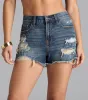 Classic Fit High-Rise Distressed Denim Shorts sold by Windsor