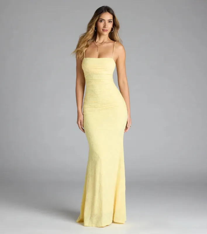 Alba Cowl Neck Mermaid Floral Formal Dress sold by Windsor