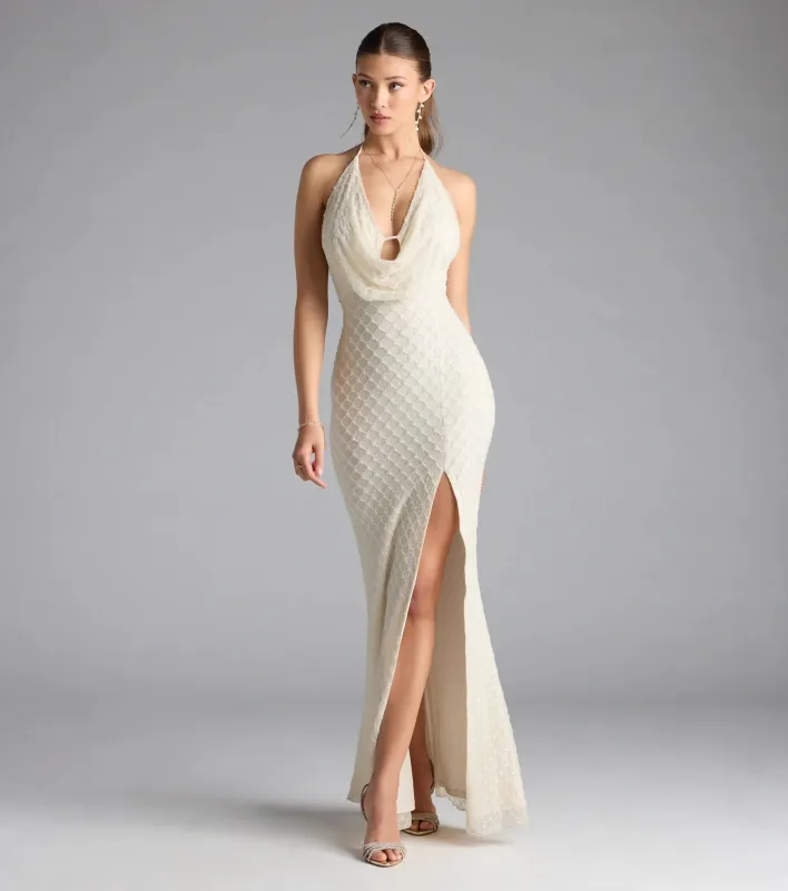 Alana Halter Beaded Sequin Formal Dress sold by Windsor